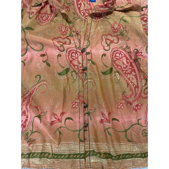 JH Collection V Neck Blouse. Women Size 2X. Red, Brown Paisley Pattern. BNWT - Picture 6 of 7